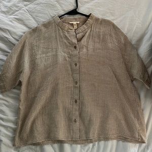 Eileen fisher gingham linen top